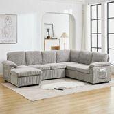 Cassington Home Eviana 6 Seater King Single Modular Sofa Bed &amp; Ottoman Set