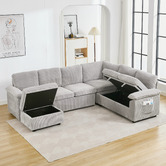 Cassington Home Eviana 6 Seater King Single Modular Sofa Bed &amp; Ottoman Set