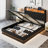 Cassington Home Lawrence Gas Lift Storage Bed with LED