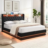 Cassington Home Lawrence Gas Lift Storage Bed with LED