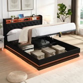 Cassington Home Lawrence Gas Lift Storage Bed with LED