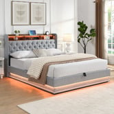 Cassington Home Lawrence Gas Lift Storage Bed with LED