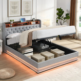 Cassington Home Lawrence Gas Lift Storage Bed with LED