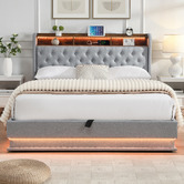 Cassington Home Lawrence Gas Lift Storage Bed with LED
