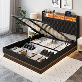 Cassington Home Lawrence Gas Lift Storage Bed with LED