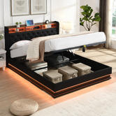 Cassington Home Lawrence Gas Lift Storage Bed with LED