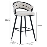 Cassington Home 74cm Dashiell Upholstered Bar Stools