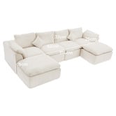 Cassington Home Fiona 4 Seater Chenille Modular Sofa &amp; Ottoman Set