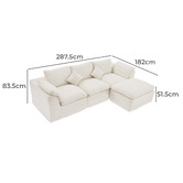 Cassington Home Fiona 3 Seater Chenille Sofa &amp; Ottoman Set