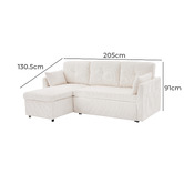 Cassington Home Fontana 3 Seater Single Corduroy Sofa Bed with Reversible Chaise