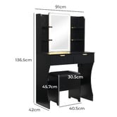 Cassington Home 2 Piece Tetia LED Dressing Table &amp; Stool Set