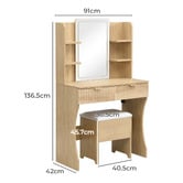 Cassington Home 2 Piece Tetia LED Dressing Table &amp; Stool Set
