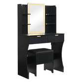 Cassington Home 2 Piece Tetia LED Dressing Table &amp; Stool Set