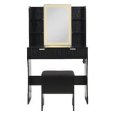 Cassington Home 2 Piece Tetia LED Dressing Table &amp; Stool Set
