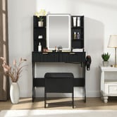 Cassington Home 2 Piece Tetia LED Dressing Table &amp; Stool Set