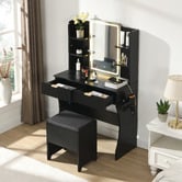 Cassington Home 2 Piece Tetia LED Dressing Table &amp; Stool Set