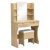 Cassington Home 2 Piece Tetia LED Dressing Table &amp; Stool Set
