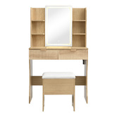 Cassington Home 2 Piece Tetia LED Dressing Table &amp; Stool Set