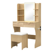 Cassington Home 2 Piece Tetia LED Dressing Table &amp; Stool Set