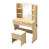 Cassington Home 2 Piece Tetia LED Dressing Table &amp; Stool Set