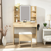 Cassington Home 2 Piece Tetia LED Dressing Table &amp; Stool Set