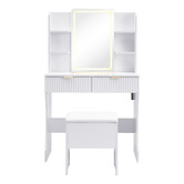 Cassington Home 2 Piece Tetia LED Dressing Table &amp; Stool Set
