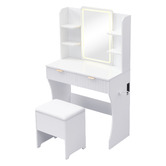Cassington Home 2 Piece Tetia LED Dressing Table &amp; Stool Set