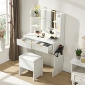 Cassington Home 2 Piece Tetia LED Dressing Table &amp; Stool Set