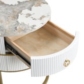 Cassington Home Lulu 2 Drawer Sintered Stone Bedside Table