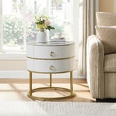 Cassington Home Lulu 2 Drawer Sintered Stone Bedside Table
