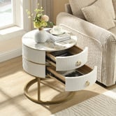Cassington Home Lulu 2 Drawer Sintered Stone Bedside Table