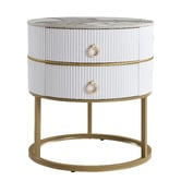 Cassington Home Lulu 2 Drawer Sintered Stone Bedside Table