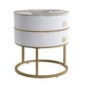 Cassington Home Lulu 2 Drawer Sintered Stone Bedside Table