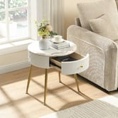 Cassington Home Solanna Marble-Look Bedside Table