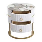 Cassington Home Lulu 2 Drawer Sintered Stone Bedside Table