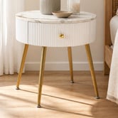 Cassington Home Solanna Marble-Look Bedside Table