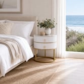 Cassington Home Lulu 2 Drawer Sintered Stone Bedside Table