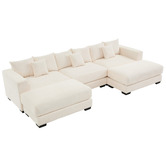 Cassington Home Winona 4 Seater Corduroy Modular Sofa &amp; Ottoman Set