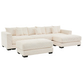 Cassington Home Winona 4 Seater Corduroy Modular Sofa &amp; Ottoman Set