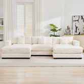 Cassington Home Winona 4 Seater Corduroy Modular Sofa &amp; Ottoman Set