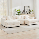 Cassington Home Winona 4 Seater Corduroy Modular Sofa &amp; Ottoman Set