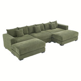Cassington Home Winona 4 Seater Corduroy Modular Sofa &amp; Ottoman Set