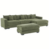 Cassington Home Winona 4 Seater Corduroy Modular Sofa &amp; Ottoman Set