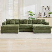 Cassington Home Winona 4 Seater Corduroy Modular Sofa &amp; Ottoman Set