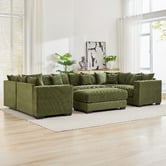Cassington Home Winona 5 Seater Corduroy Modular Sofa &amp; Ottoman Set