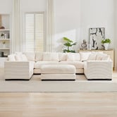 Cassington Home Winona 5 Seater Corduroy Modular Sofa &amp; Ottoman Set