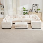 Cassington Home Winona 5 Seater Corduroy Modular Sofa &amp; Ottoman Set