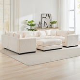 Cassington Home Winona 5 Seater Corduroy Modular Sofa &amp; Ottoman Set