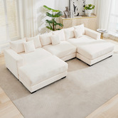 Cassington Home Winona 4 Seater Corduroy Modular Sofa &amp; Ottoman Set