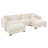 Cassington Home Winona 4 Seater Corduroy Modular Sofa &amp; Ottoman Set